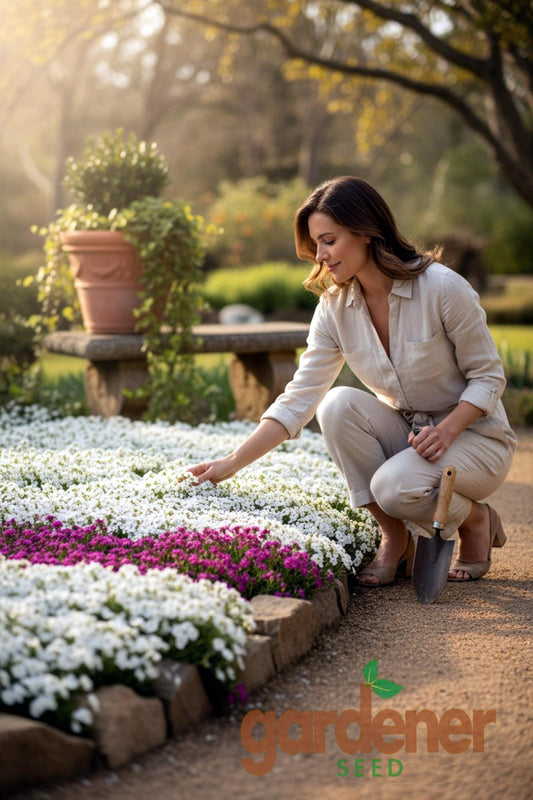 500 Seeds White Creeping Thyme & Rock Cress Ground Cover, Non‑GMO, Perennial Pollinator-Friendly Blooms